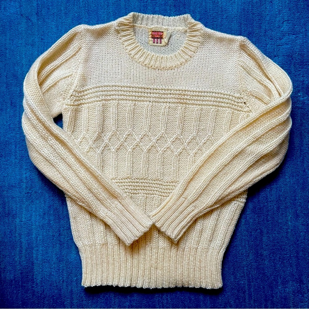 Women’s VTG Vintage Fisherman Woven Sweater - Ivory - Fits XS/S
